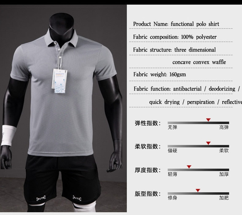Men's Golf Shirt Luxury Functional Polo Shirt Quick-drying Perspiration Breathable Lapel Short-sleeved T-shirt for Man Summer