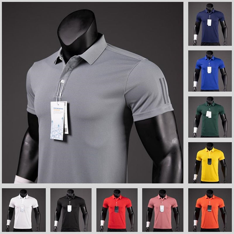 Men's Golf Shirt Luxury Functional Polo Shirt Quick-drying Perspiration Breathable Lapel Short-sleeved T-shirt for Man Summer