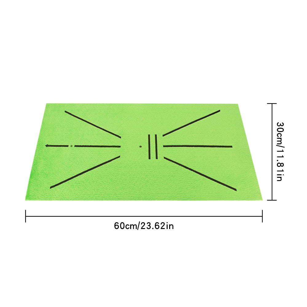 Golf Swing Mat Hitting Batting Direction Mark Trace Indoor Home 11.8“ x 23.6" Golf Swing Training Pad w 3 Pcs Practice Ball