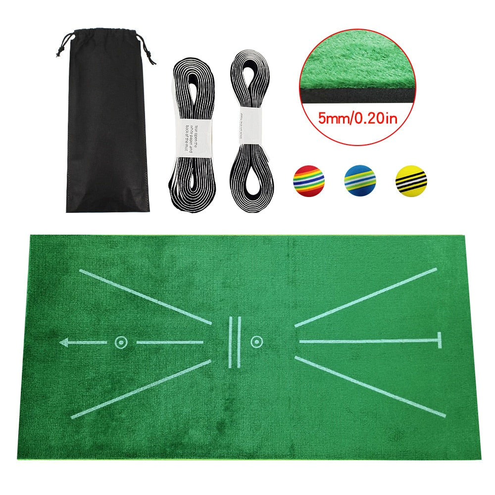 Golf Swing Mat Hitting Batting Direction Mark Trace Indoor Home 11.8“ x 23.6" Golf Swing Training Pad w 3 Pcs Practice Ball