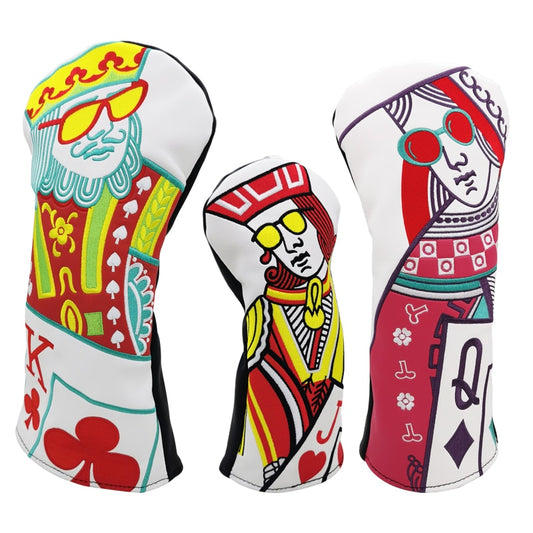 Kings and queens and knights Golf Club Wood Headcovers Driver Fairway Woods Hybrid Cover Golf club head protective sleeve