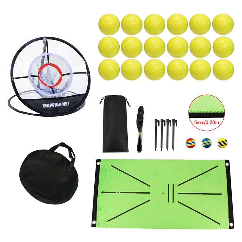 Golf Swing Mat Hitting Batting Direction Mark Trace Indoor Home 11.8“ x 23.6" Golf Swing Training Pad w 3 Pcs Practice Ball