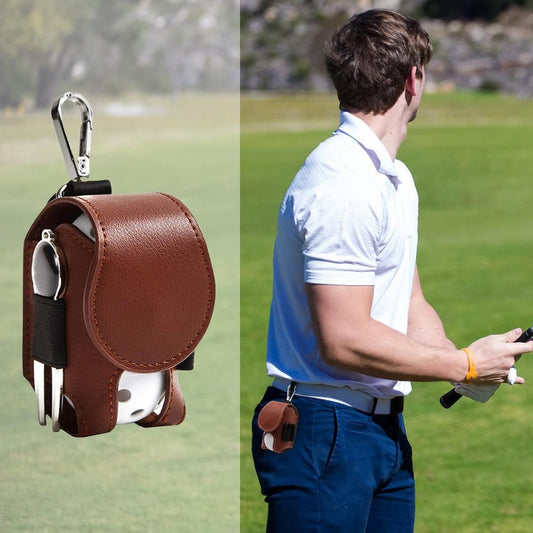 2022 New Mini Pocket Leather Golf Ball Storage Pouch Portable Golf Waist Holder Bag Mini Golf Ball Container Waist Storage Bag