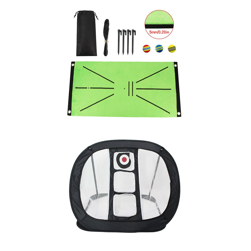 Golf Swing Mat Hitting Batting Direction Mark Trace Indoor Home 11.8“ x 23.6" Golf Swing Training Pad w 3 Pcs Practice Ball